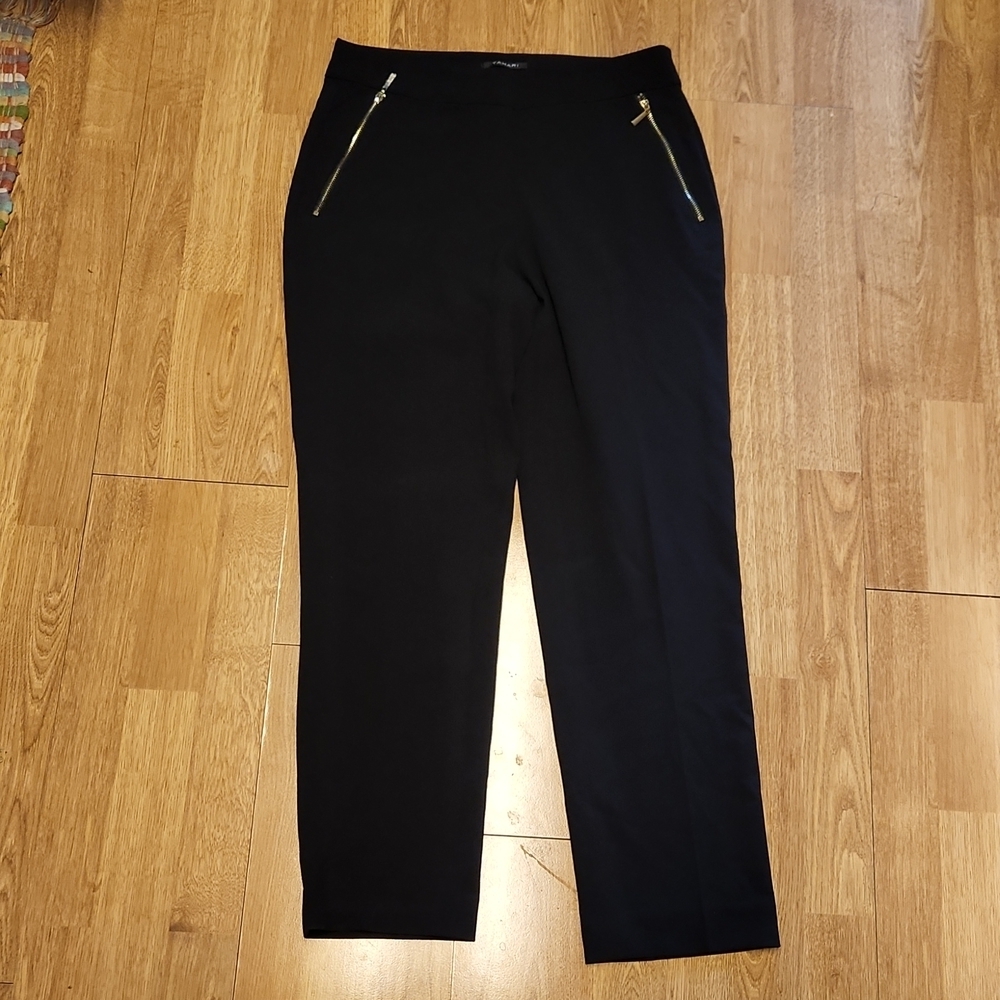 Tahari black zipper accent pants sz 6